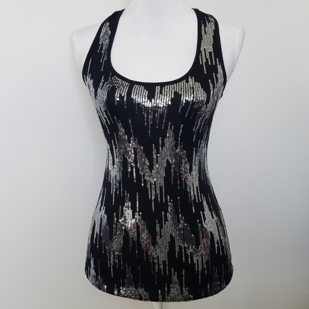 Black and Silver sequin tank